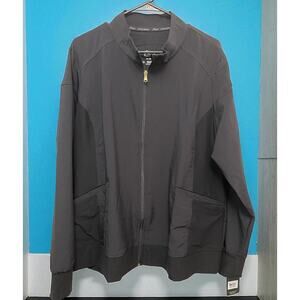 Cherokee iFlex Zip-Up Front Black Warm Up Jacket Stretchy Coat Uniform Sz XL